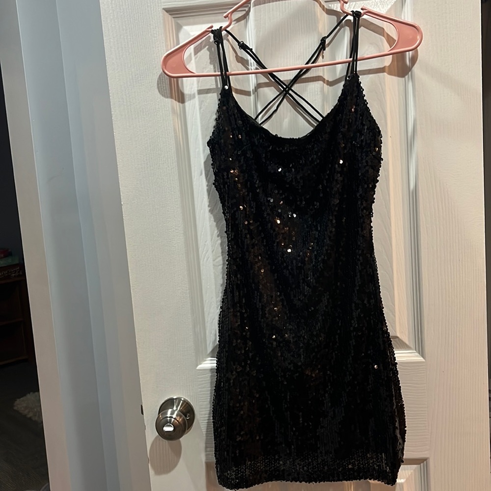 Black Sequin Mini Dress